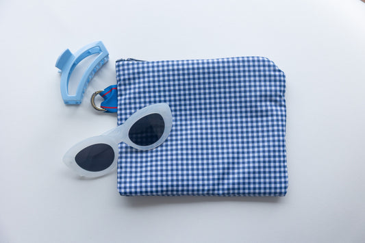 Large Zip - Navy Gingham